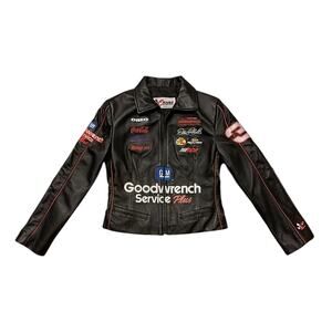VTG Y2K Chase Authentics black leather NASCAR racing jacket Size S